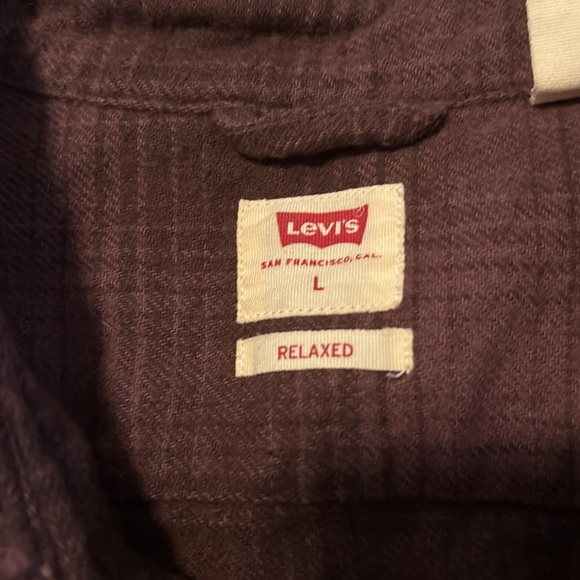 Levi’s men’s maroon plaid long sleeve button down flannel shirt size large - Picture 7 of 8